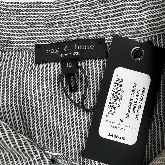NWT🥼rag & bone Navy Stripe Surplus Romper SZ-10 - Picture 11 of 15